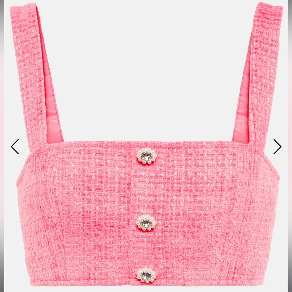 Self-portrait size 6 Pink Bouche Crop Top New with tags embellished tweed